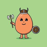 Cute cartoon Brown cute egg viking pirate vector