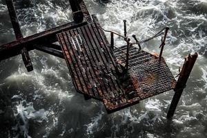 Iron Staircase at Eastbourne Pier in East Sussex on January 7, 2018 photo