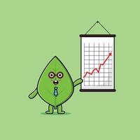 cartoon green leaf businessman present information vector