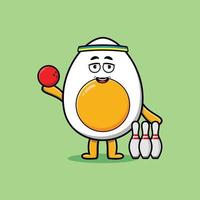 Cute cartoon boiled egg character vector