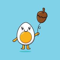 cute cartoon boiled egg vector