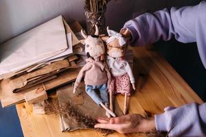 Author's original self-made doll bull and cow with a beautiful painted face photo