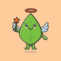 Cute Cartoon green leaf in the form of fairy vector