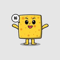 Cute cartoon cheese with happy expression vector