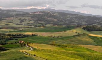 Farmland below Pienza in Tuscany on May 19, 2013 photo