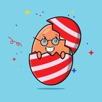Cute cartoon brown cute egg out from easter egg vector