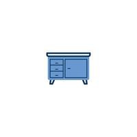 icono de línea de muebles de mesa de escritorio. signo de estilo lineal para concepto móvil y diseño web. icono de vector de contorno de muebles de mesa de escritorio. símbolo, ilustración de logotipo. gráfico vectorial