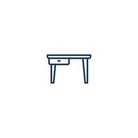 icono de línea de muebles de mesa de escritorio. signo de estilo lineal para concepto móvil y diseño web. icono de vector de contorno de muebles de mesa de escritorio. símbolo, ilustración de logotipo. gráfico vectorial