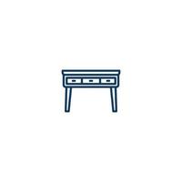 icono de línea de muebles de mesa de escritorio. signo de estilo lineal para concepto móvil y diseño web. icono de vector de contorno de muebles de mesa de escritorio. símbolo, ilustración de logotipo. gráfico vectorial