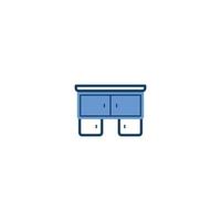 Desk Table Furniture line icon. linear style sign for mobile concept and web design. Desk Table Furniture outline vector icon. Symbol, logo illustration. Vector graphic