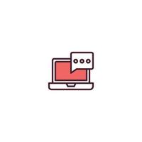 portátil chateando icono de línea llena. signo de estilo lineal para concepto móvil y diseño web. portátil chateando icono de vector de línea llena. símbolo, ilustración de logotipo. gráfico vectorial