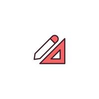 Ruler and Pencil Filled line icon. linear style sign for mobile concept and web design. Ruler and Pencil Filled Line vector icon. Symbol, logo illustration. Vector graphic