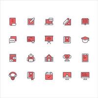 Simple Set of Online Education Related Vector Filled Line Icons. Contains such Icons as ebook or e-learning, computer, ruler and more. Editable Stroke