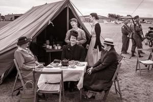 Afternoon tea at  the Shoreham Airshow in Shoreham-by-Sea, West Sussex on August 30, 2014. Unidentified people photo