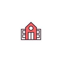 School Building Filled line icon. linear style sign for mobile concept and web design. School Building Filled Line vector icon. Symbol, logo illustration. Vector graphic