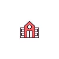 icono de línea llena de edificio escolar. signo de estilo lineal para concepto móvil y diseño web. icono de vector de línea llena de edificio escolar. símbolo, ilustración de logotipo. gráfico vectorial