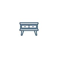 icono de línea de muebles de mesa de escritorio. signo de estilo lineal para concepto móvil y diseño web. icono de vector de contorno de muebles de mesa de escritorio. símbolo, ilustración de logotipo. gráfico vectorial