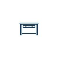 icono de línea de muebles de mesa de escritorio. signo de estilo lineal para concepto móvil y diseño web. icono de vector de contorno de muebles de mesa de escritorio. símbolo, ilustración de logotipo. gráfico vectorial