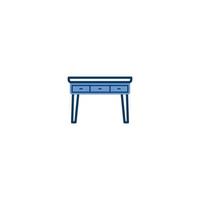 icono de línea de muebles de mesa de escritorio. signo de estilo lineal para concepto móvil y diseño web. icono de vector de contorno de muebles de mesa de escritorio. símbolo, ilustración de logotipo. gráfico vectorial