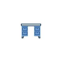 icono de línea de muebles de mesa de escritorio. signo de estilo lineal para concepto móvil y diseño web. icono de vector de contorno de muebles de mesa de escritorio. símbolo, ilustración de logotipo. gráfico vectorial