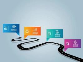 abstract horizontal road timeline infographics element presentation vector