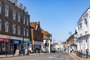 View of London Road in East Grinstead on March 24, 2022. Unidentified people photo