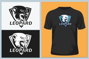 camiseta con logo de leopardo vector