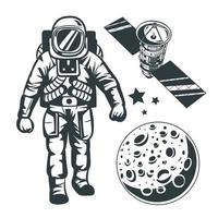 astronauta y luna vector