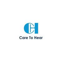 abstract initial letter C and H logo in blue color isolated in white background applied for hearing aid clinic logo also suitable for the brands or companies that have initial name CH or HC vector