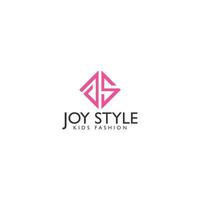 abstract initial letter J and S logo in pink color isolated in white background applied for kid fashion logo design also suitable for the brands or companies that have initial name JS or SJ vector