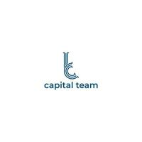 abstract initial letter C and T logo in blue color isolated in white background applied for property investment company logo also suitable for the brands or companies that have initial name CT or TC vector
