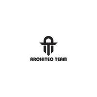 abstract initial letter A and T in black color isolated in white background applied for architectural firm logo also suitable for the brands or companies that have initial name AT or TA vector