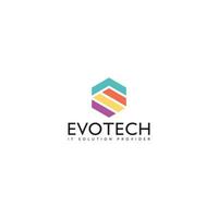 abstract initial letter E and T logo in the form of hexagon shape in blue, orange, yellow, and violet color applied for IT provider solution logo also suitable for the brand that has initial ET or TE vector