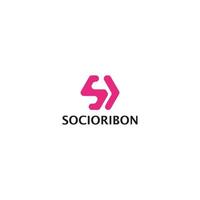 abstract initial letter S and R logo in pink color isolated in white background applied for artificial intelligence startup logo also suitable for the brand or company that has initial name SR or RS vector