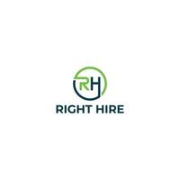 abstract initial letter R and H logo in blue and green color isolated in white background applied for virtual assistant scaling company logo vector