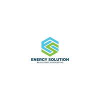 abstract initial letter E and S in blue and green color isolated in white background applied for an energy solution for real estate logo also suitable for the brand or company that has initial name ES vector