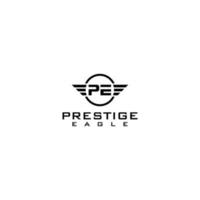 abstract initial letter P and E in black color isolated in white background applied for car rental company logo also suitable for the brands or companies that have initial name PE or EP vector