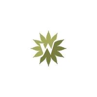 abstract initial letter W in green color isolated in white background applied for CBD or marijuana product services logo also suitable for the brands or companies that have initial name W or WW vector