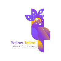 logotipo de pájaro métrico cacatúa negra de cola amarilla vector