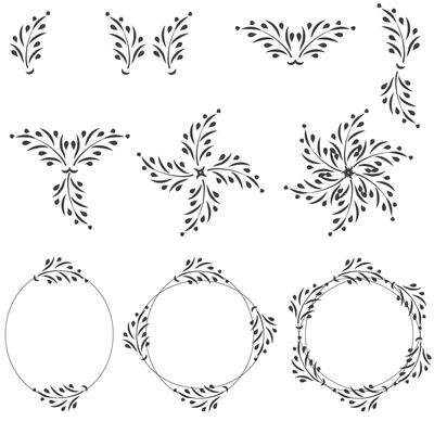 Floral round shape vector elements