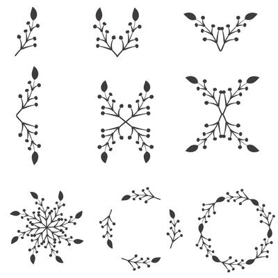 Floral round shape vector elements