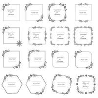 Floral decorative border, Hand drawn floral frames. Vector wedding design. Ornate wreaths with leaves and flowers.