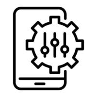 An editable linear icon of data setting vector