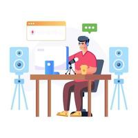 A skillfully designed flat illustration of sound production vector