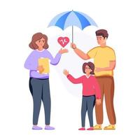 ilustración de vector plano de seguro familiar