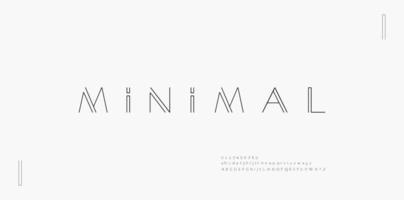 Minimal modern alphabet fonts and numbers. Abstract urban thin line font typography typeface uppercase lowercase. vector illustration