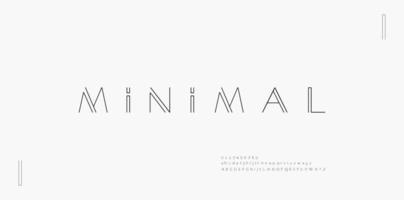 Minimal modern alphabet fonts and numbers. Abstract urban thin line font typography typeface uppercase lowercase. vector illustration