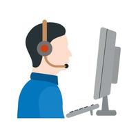 Support Agent Working Line Icon vector