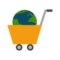 icono de línea de compras global vector