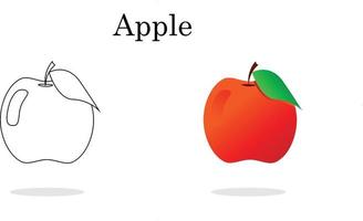 Apple line art color less apple for pre school children's vector illustration art.